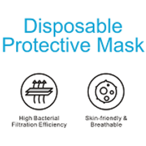FILTA, 3 PLY NON-WOVEN FACE MASK - WHITE/BLUE WITH EAR-LOOPS (50/BOX)