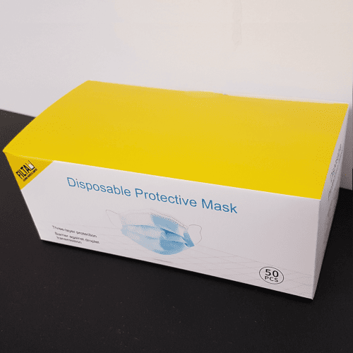 FILTA, 3 PLY NON-WOVEN FACE MASK - WHITE/BLUE WITH EAR-LOOPS (50/BOX) Secondary image