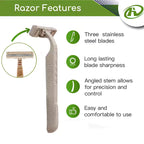 Eco Friendly Razors with 3 Blades - Biodegradable Wheat Straw Material