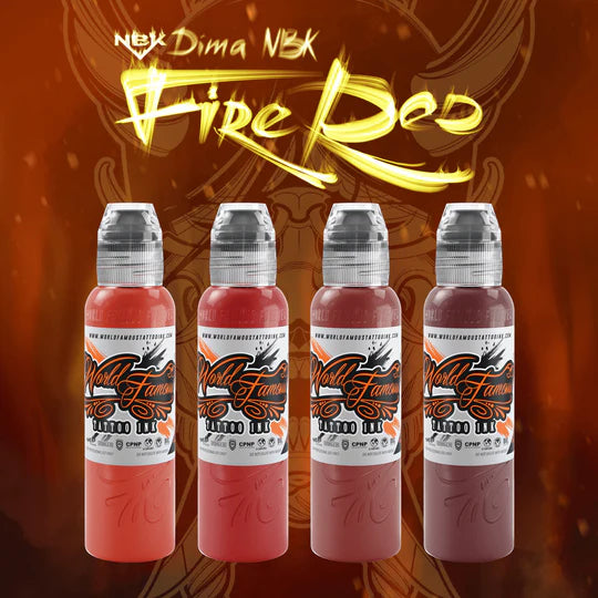 Dima NBK - Fire Red Set - World Famous Tattoo Ink - 1 oz Main image
