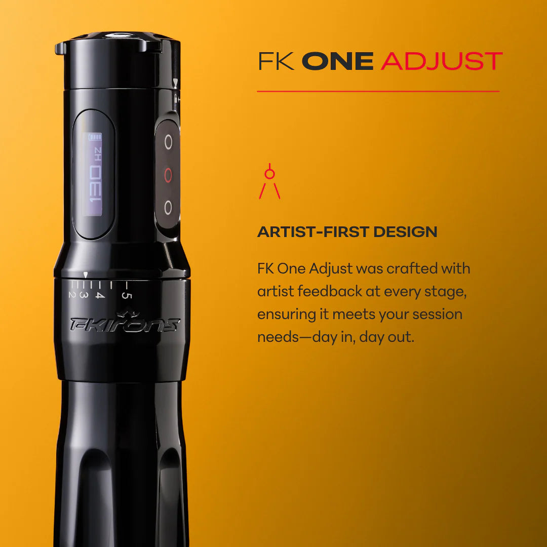 FK Irons ONE - Adjustable Stroke - Tattoo Machine with Drop in Battery - 2.0mm to 5.0mm - Stealth Secondary image