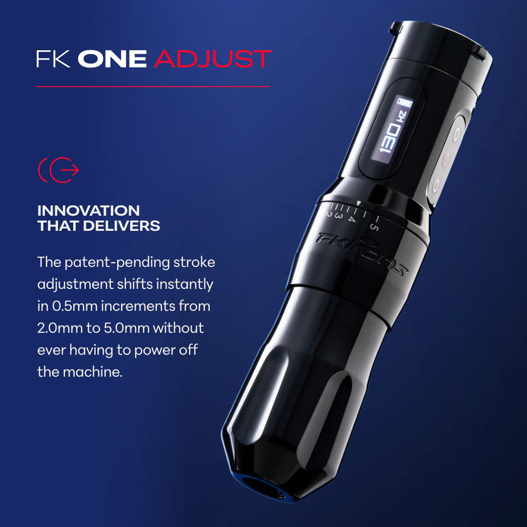FK Irons ONE - Adjustable Stroke - Tattoo Machine with Drop in Battery - 2.0mm to 5.0mm - Stealth