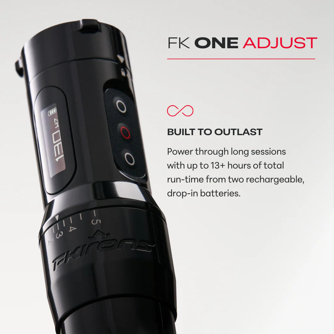 FK Irons ONE - Adjustable Stroke - Tattoo Machine with Drop in Battery - 2.0mm to 5.0mm - Stealth