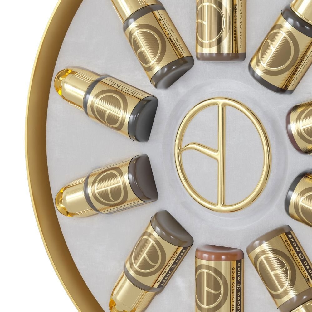 SALE - Brow Daddy Gold Collection By Perma Blend - 10px - 1/2oz Bottles - Expired - Use for practice ONLY