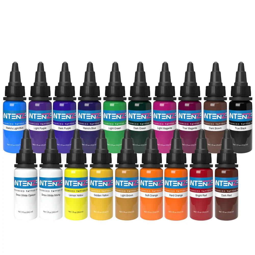 Basic 1oz Color Set - Intenze Tattoo Ink - 19 Bottles