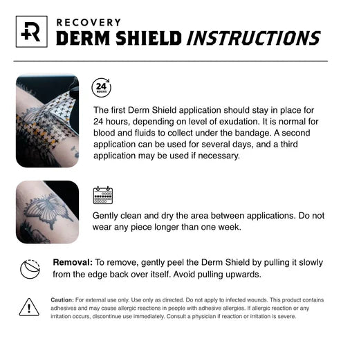 Recovery Derm Shield Bangers – 3" Round Tattoo Bandages (Tub of 100)