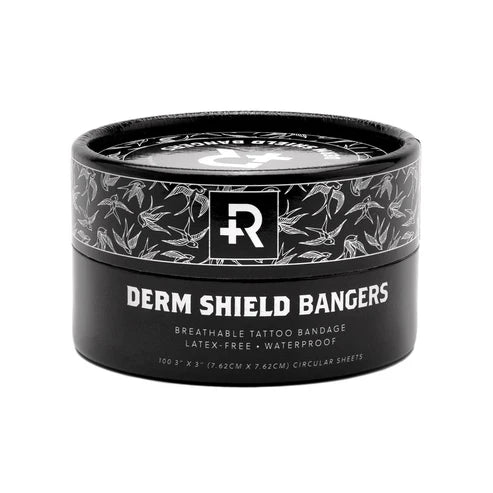 Recovery Derm Shield Bangers – 3" Round Tattoo Bandages (Tub of 100)