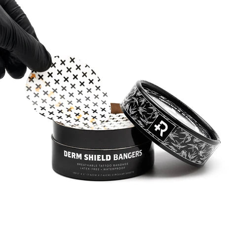 Recovery Derm Shield Bangers – 3" Round Tattoo Bandages (Tub of 100)