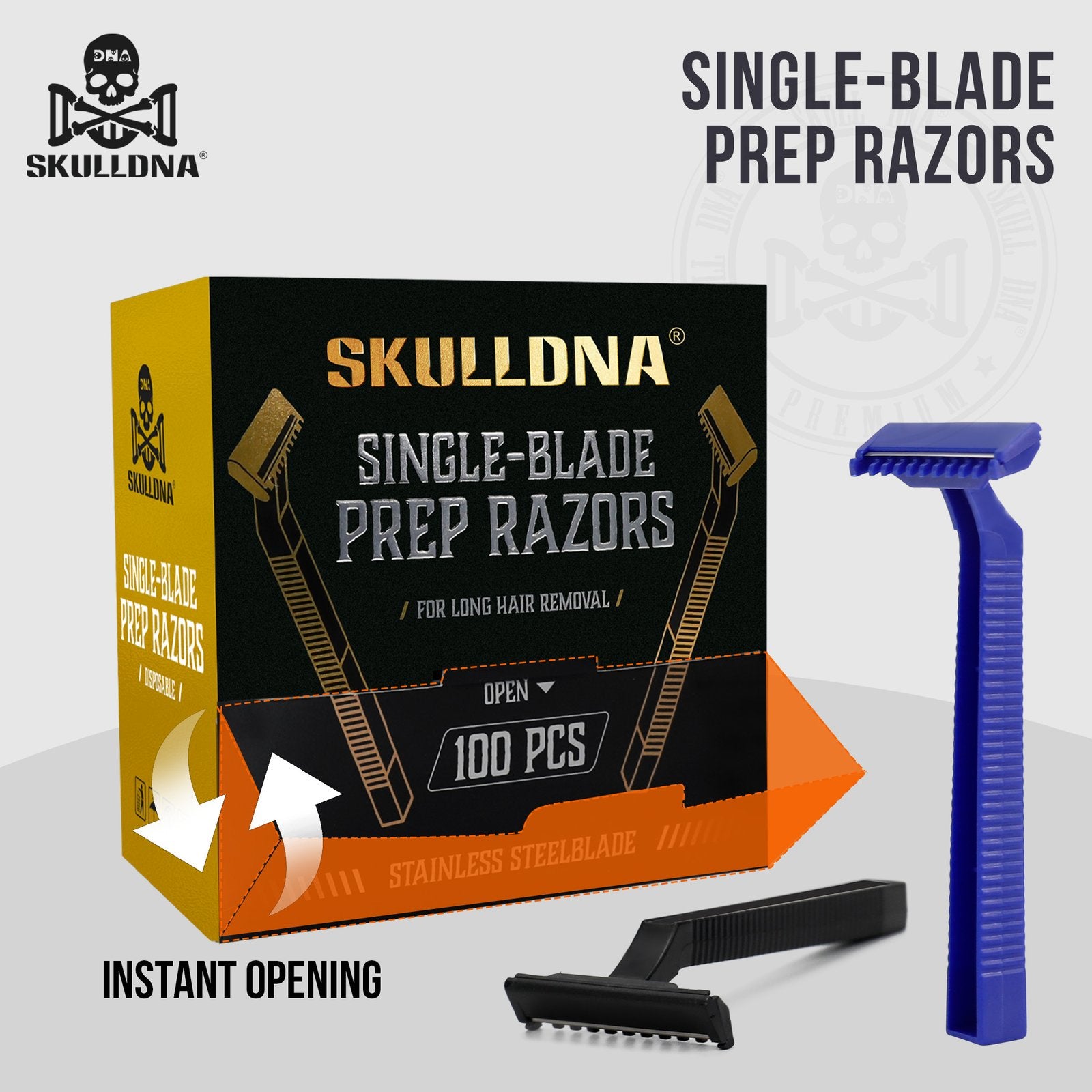 SKULLDNA - Black Prep Razors - 100 per box Main image