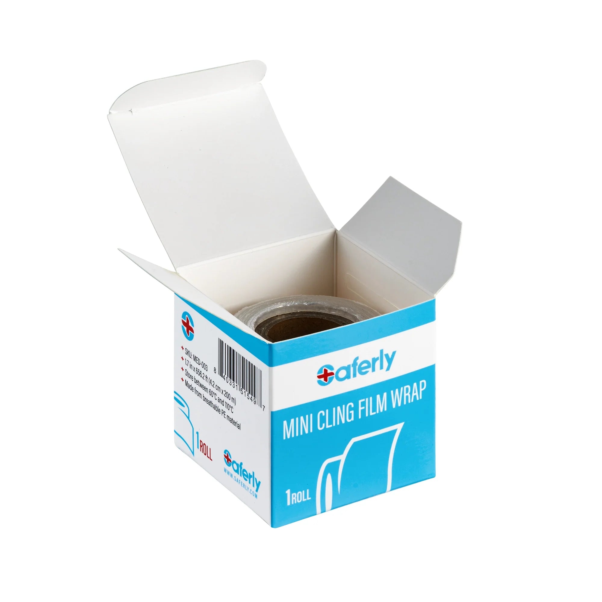 Saferly Medical Mini Cling Film Wrap - 4.2cm x 200m Roll