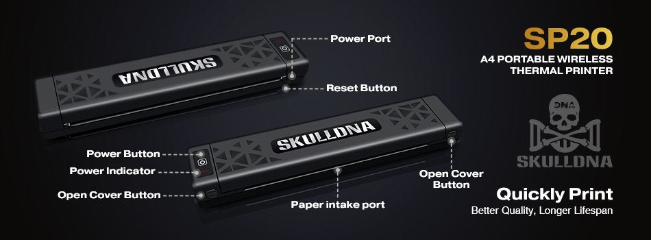 SKULLDNA - Wireless Bluetooth Printer - SP20 - Japanese High Resolution Printhead Secondary image