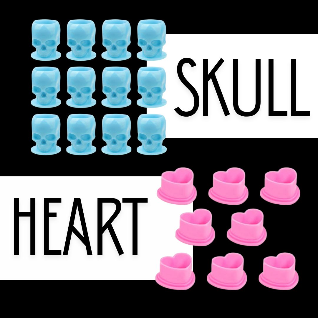 Ink Cups - Small Packs - Heart/Skull Shaped Ink Cups- 50pc Main image