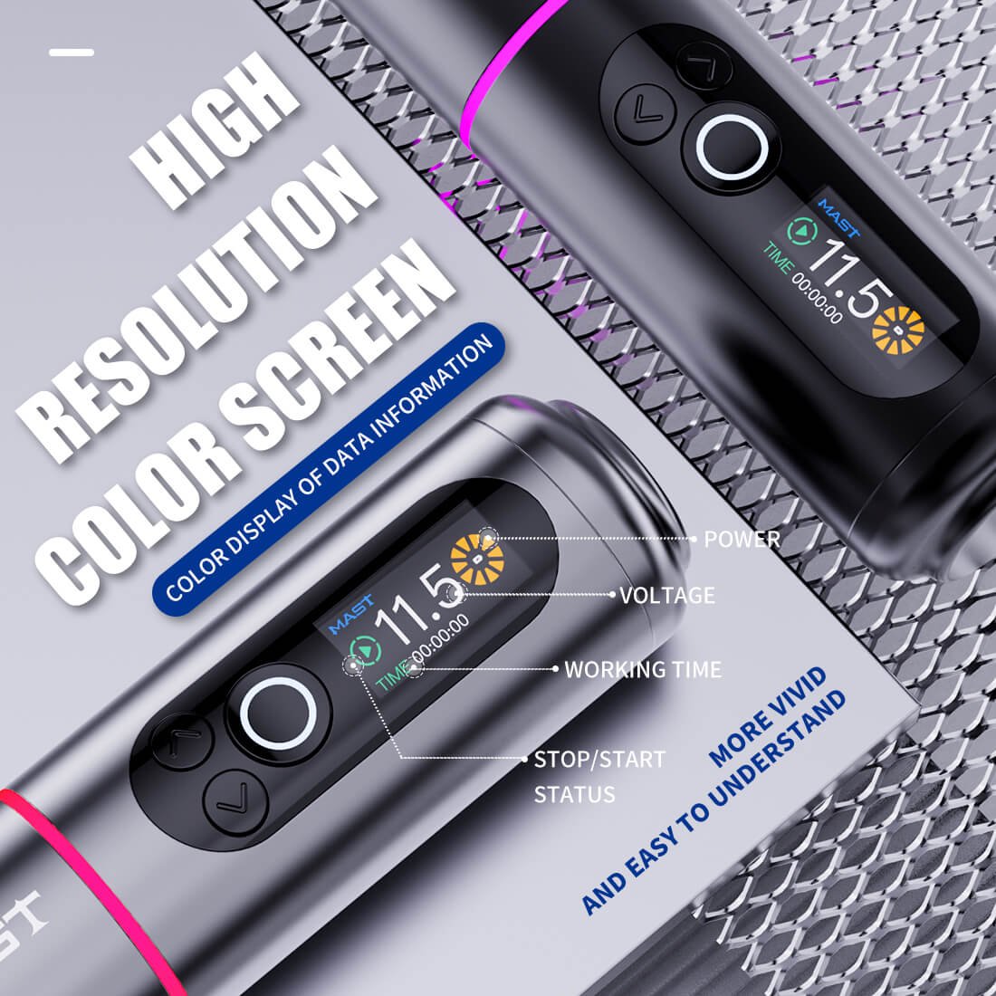 Dragonhawk Wireless Tattoo Pen Machine with 3.5MM Stroke Brushless Motor Color Screen - Gray | Mast Archer 2