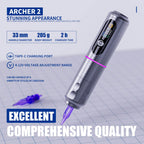 Dragonhawk Wireless Tattoo Pen Machine with 3.5MM Stroke Brushless Motor Color Screen - Gray | Mast Archer 2