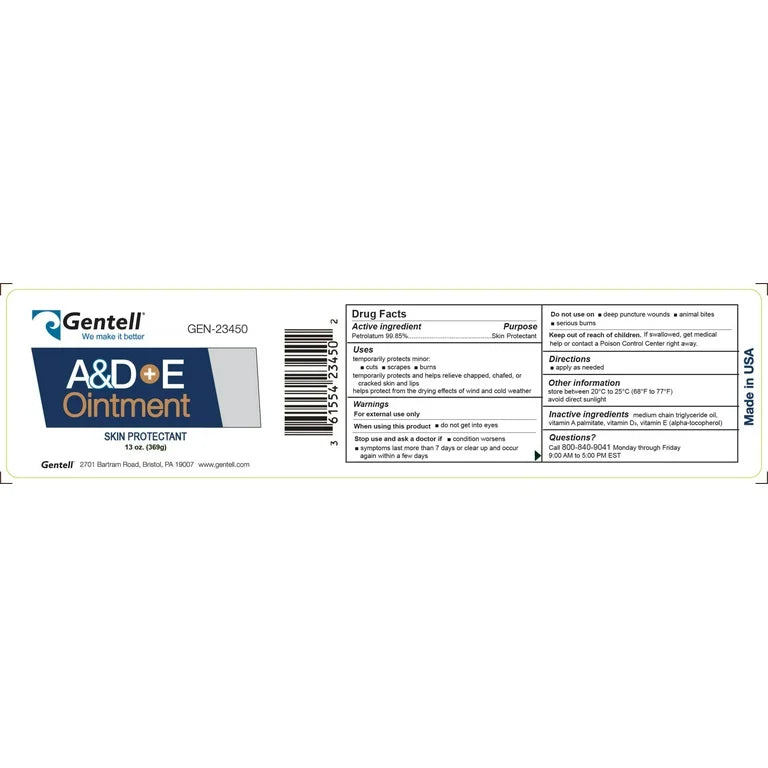 Gentell A & D Plus E Ointment - Cosmetic Vaseline- 13oz Jar Secondary image