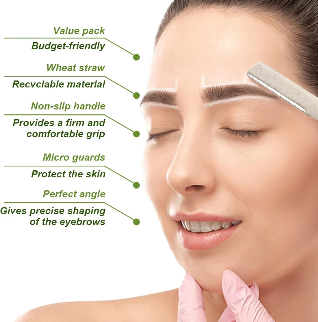 Eco Friendly Eyebrow Razors – Biodegradable Wheat Straw Material – 3pcs